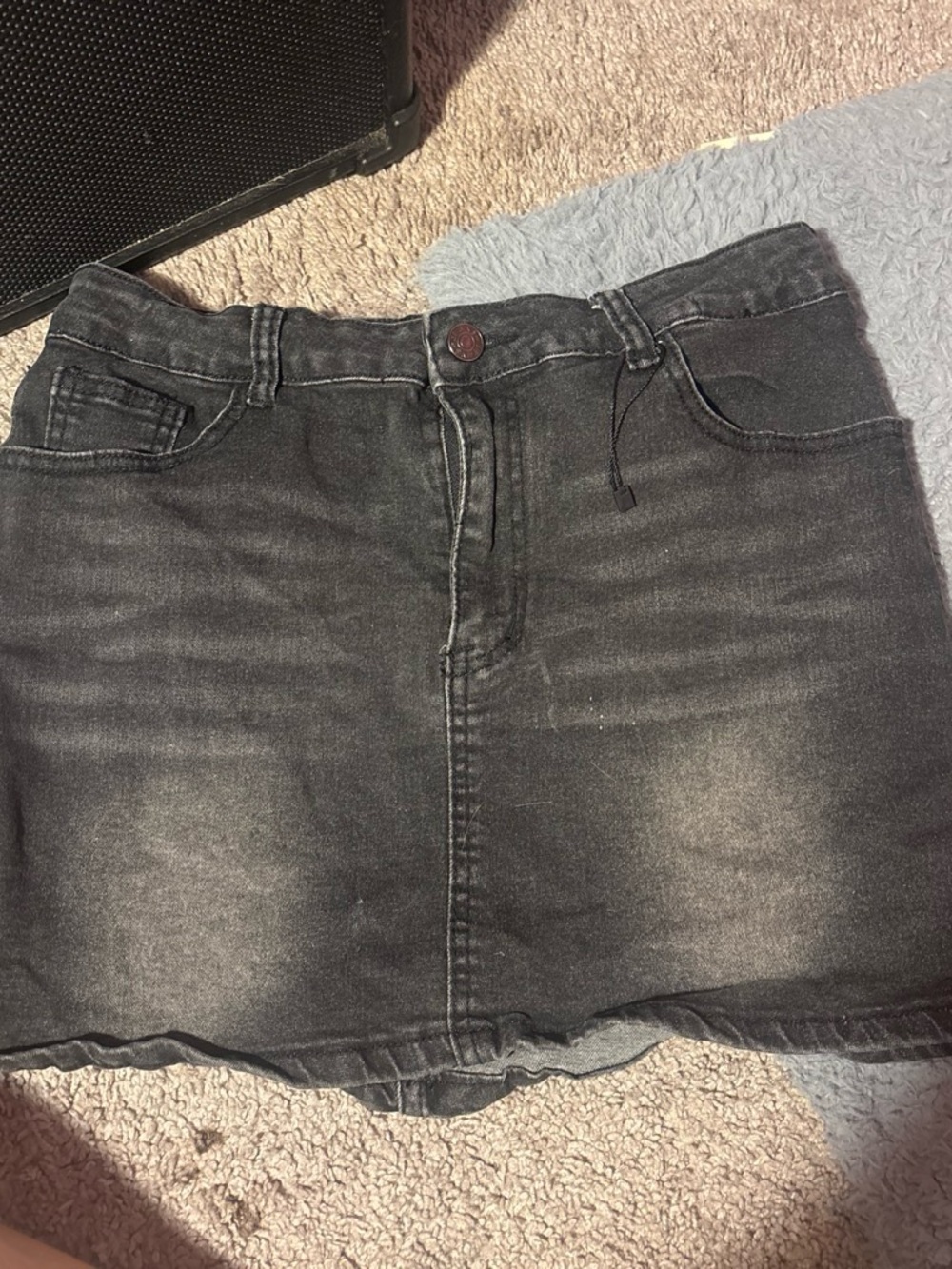 ROMWE Black Washed Denim Mini Skirt